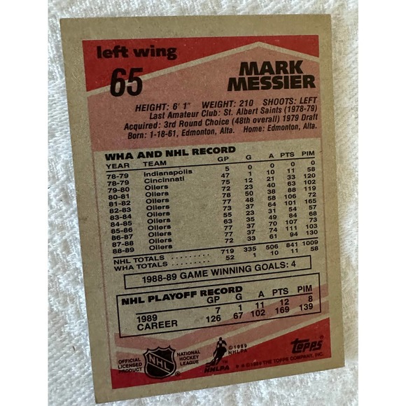 Mark Messier Oilers Hamdmade Wooden Plaque with 89-90 Topps Card - Picture 2 of 3